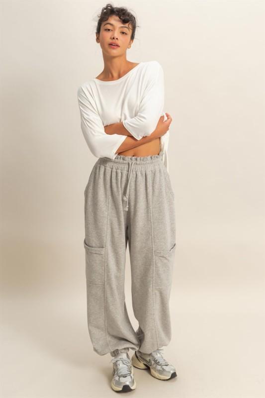 Ruffle Waist Burnout Jogger Pants
