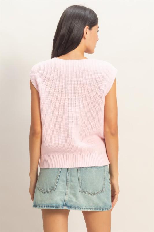 Sleeveless Button-up Ribbed Vest