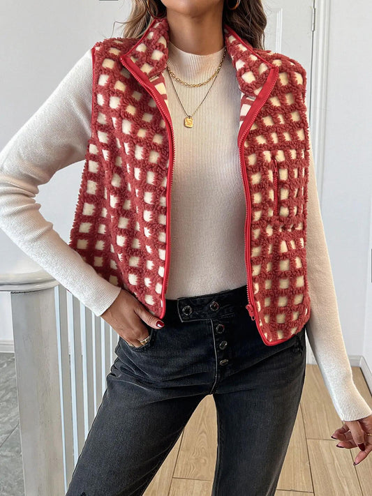 Checkered Sherpa Vest