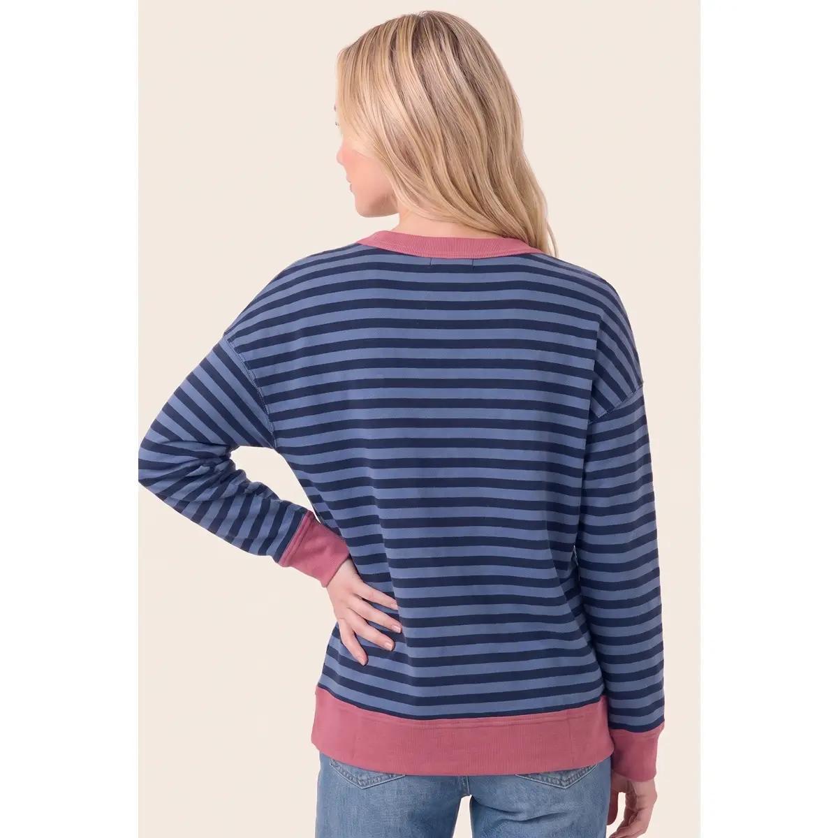 Pop Color Trimmed Stripe Sweatshirt