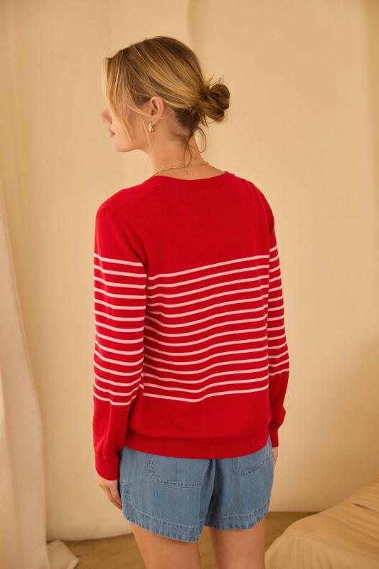 Striped Button-Down Cardigan