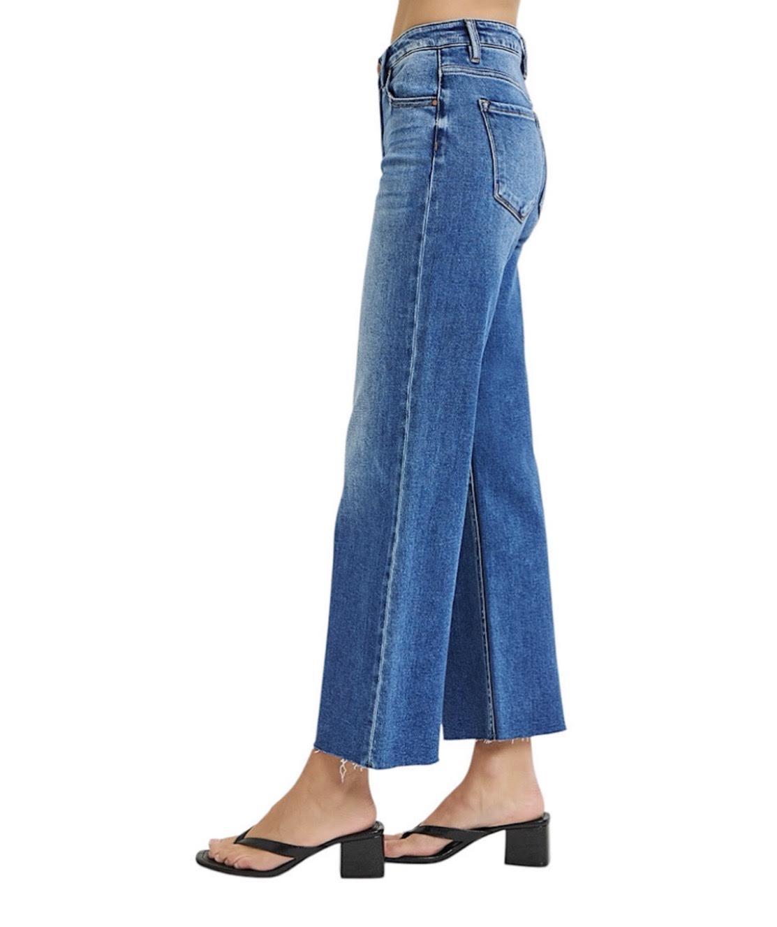 Risen Mid Rise Crop Clean Cut Hem-Dark
