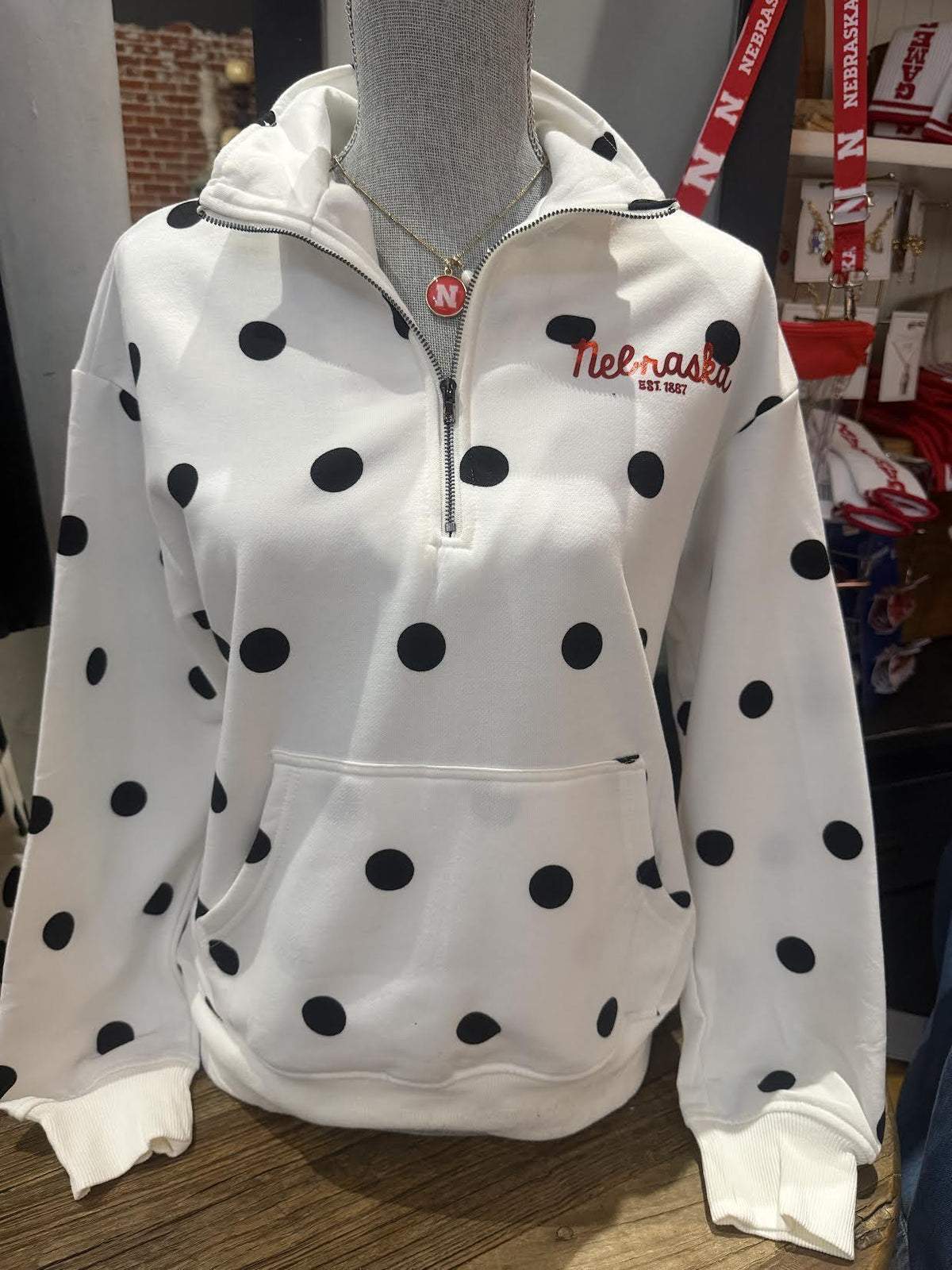 Nebraska Polka Dot Quarter Zip