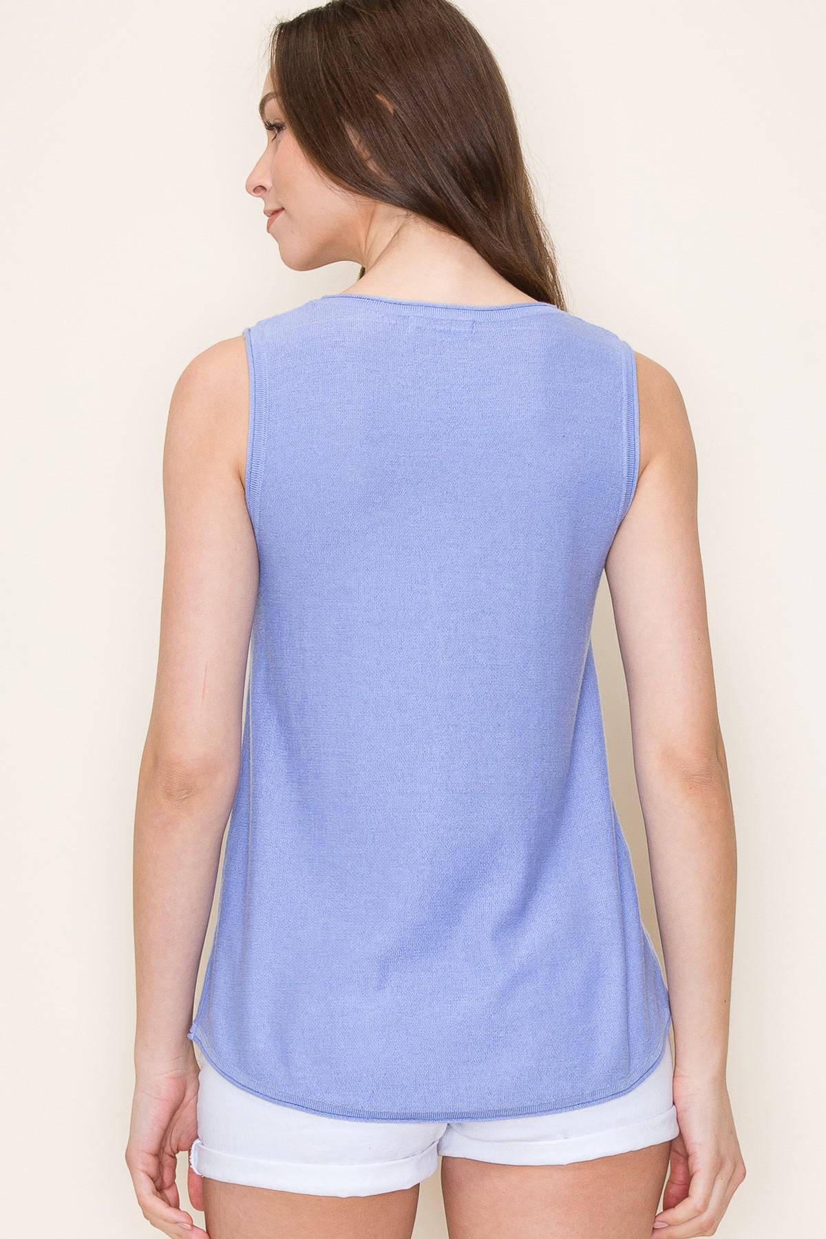 V-Neck Sweater Top - Periwinkle