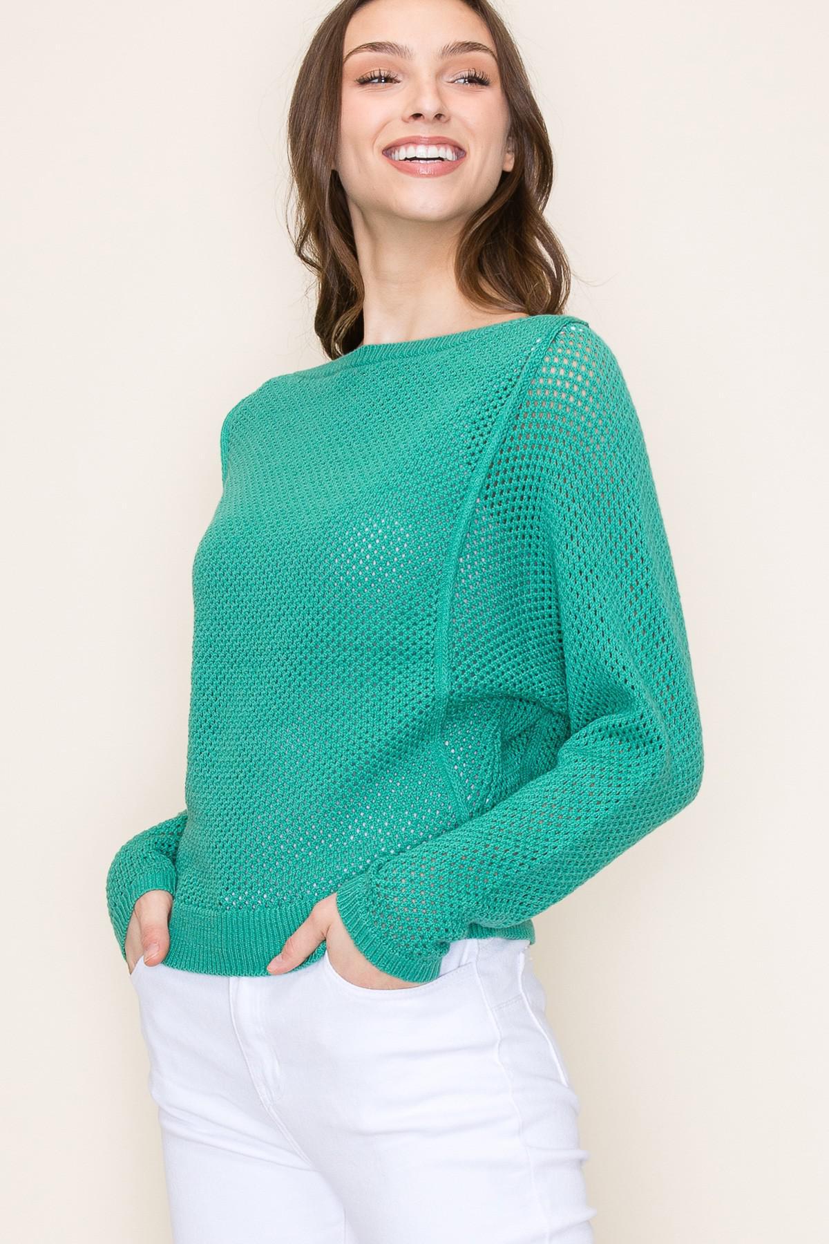 Fish Net Sweater-Mint