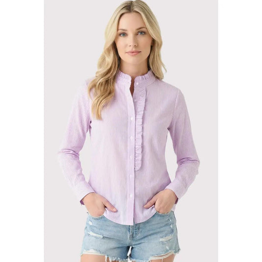 Frill Neck Pinstriped Shirt