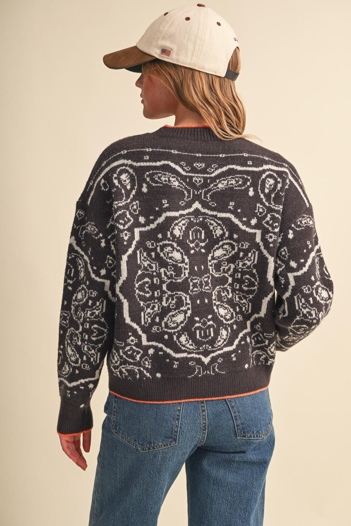 Paisley Knit Pullover Sweater