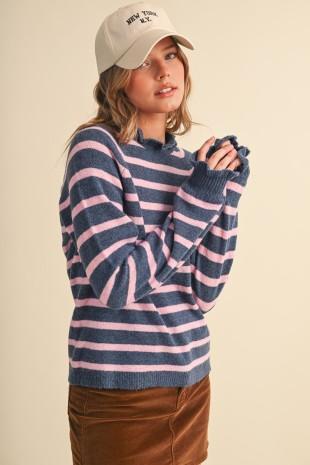 Ruffled Striped Sweater