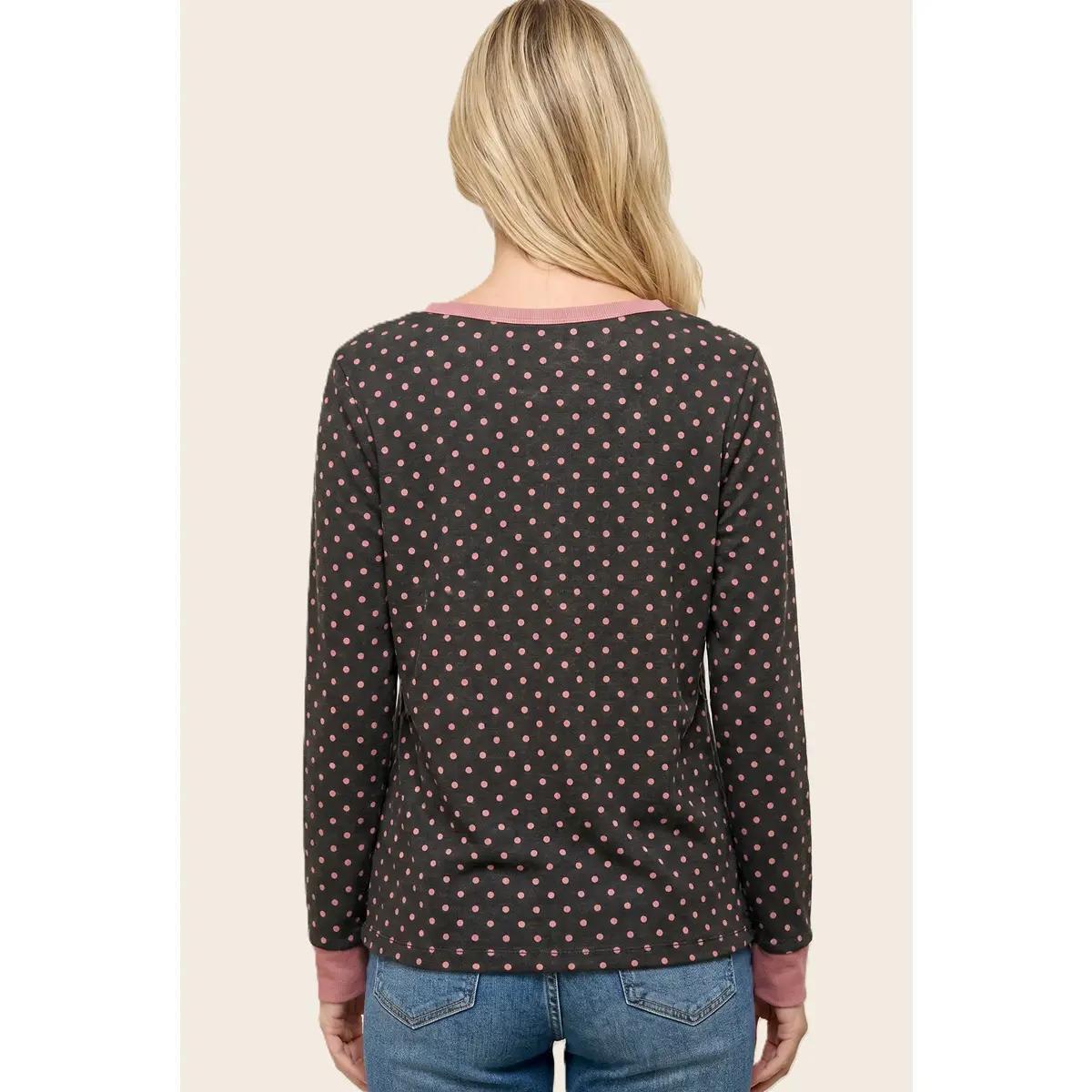 Polka Dot Printed Hacci Top