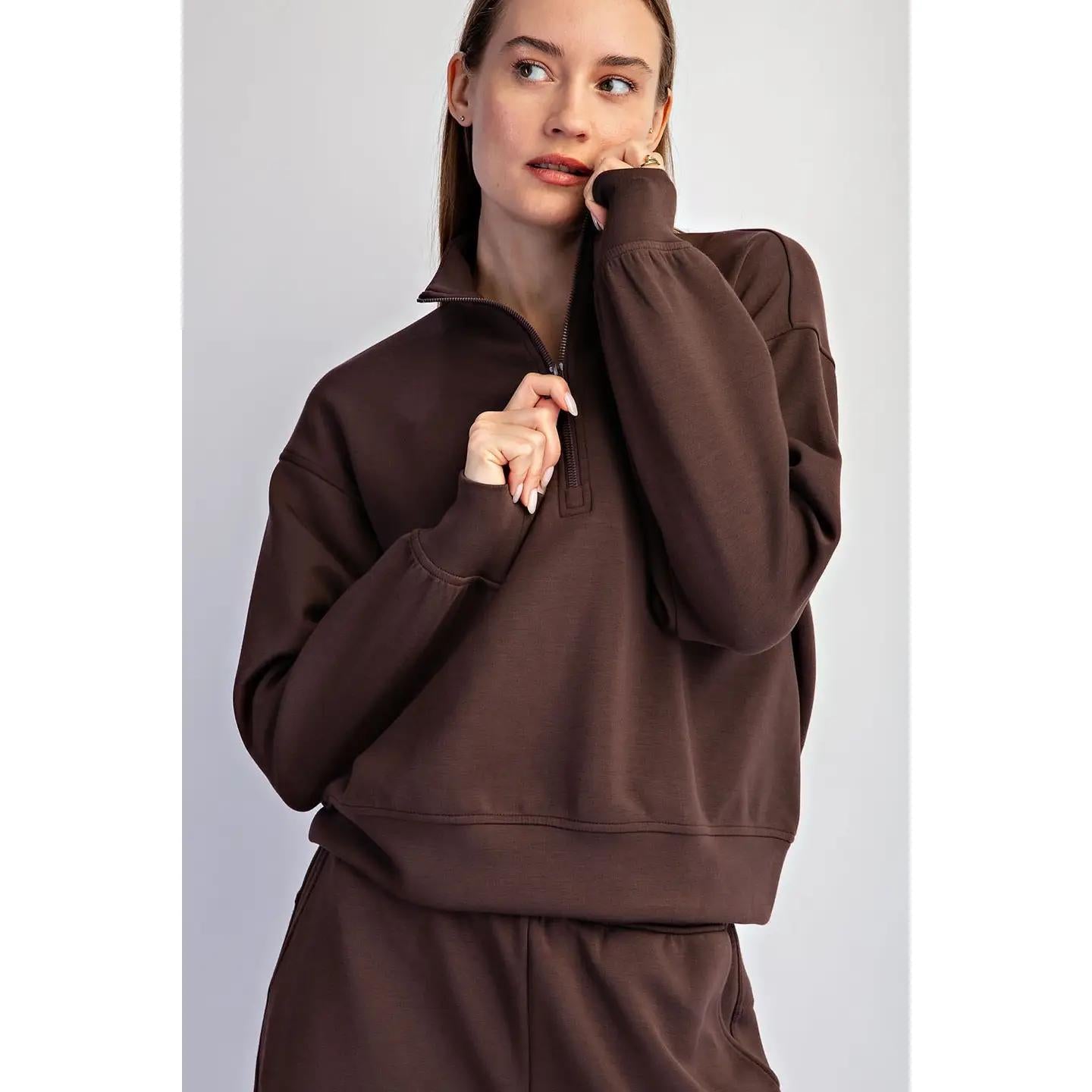 Modal Quarter Zip-Espresso