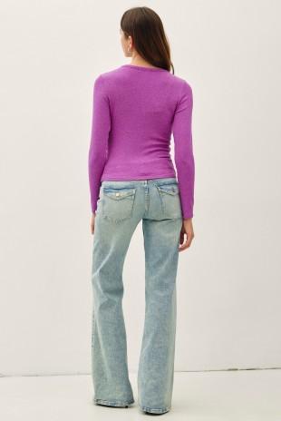 Button Up Modal Ribbed Jersey Top