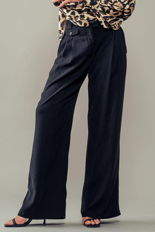 Vital Front Pleated Pants - Black