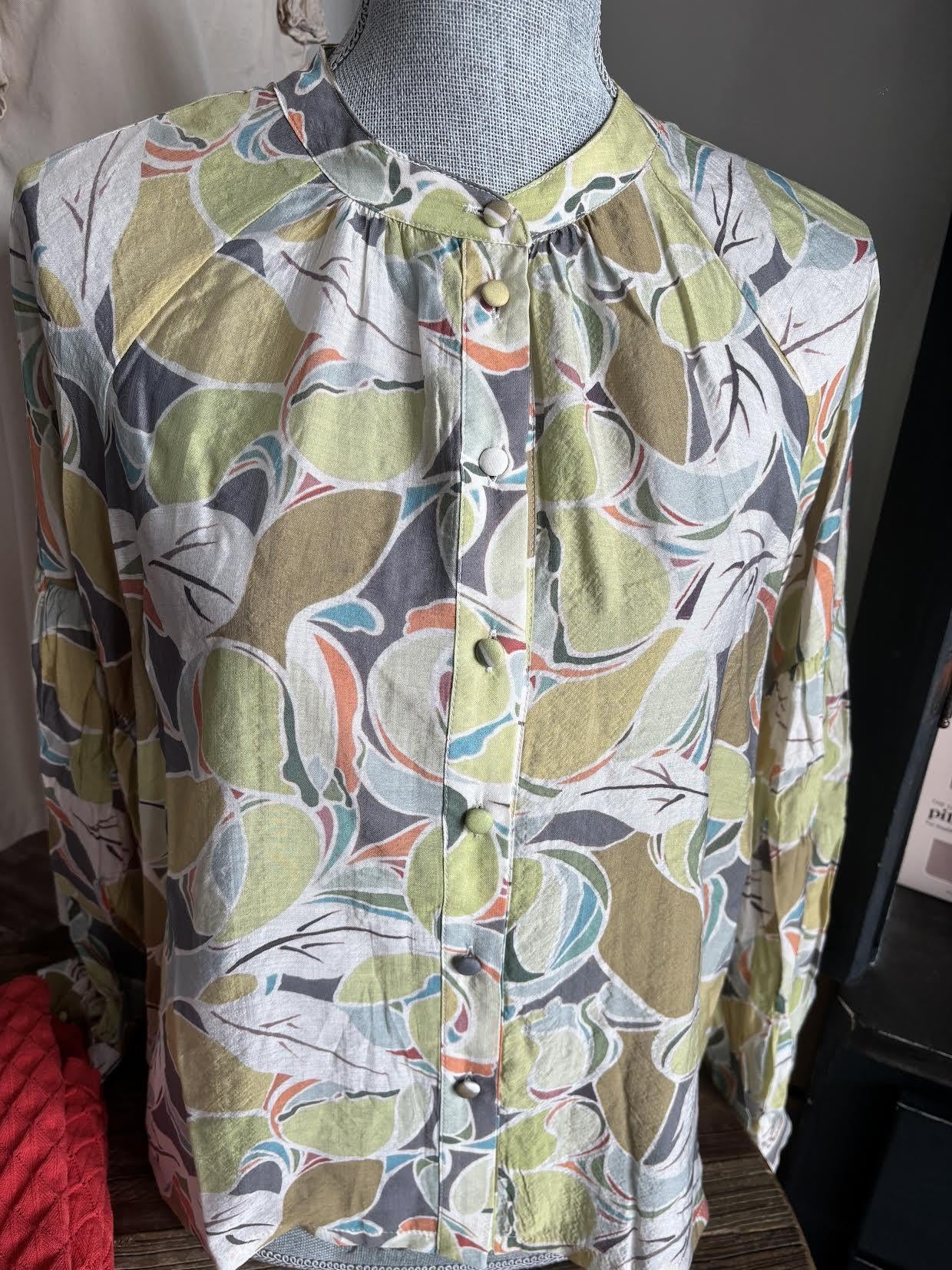 Floral Pattern Button Down Blouse