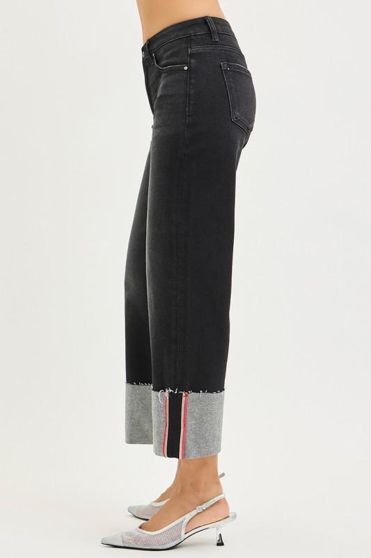 Risen Black Wide Cuff Denim