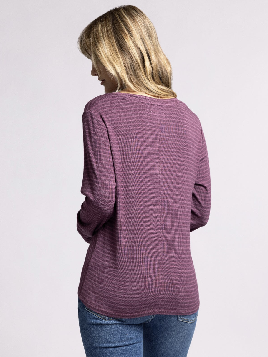 Lauren Top - Eggplant Tonal Stripe