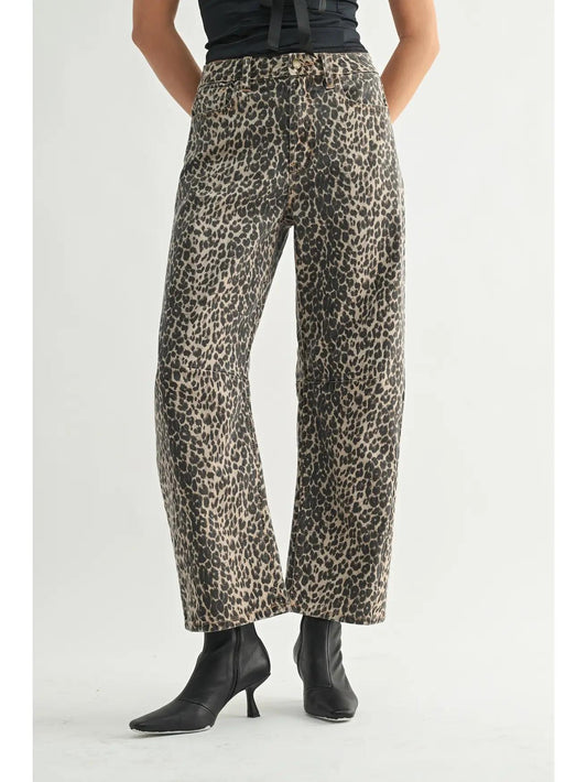 JBD Leopard Barrel Jean