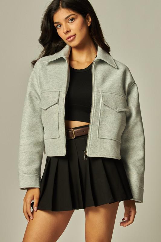 Synthetic Wool Taylored Bomber Jacket