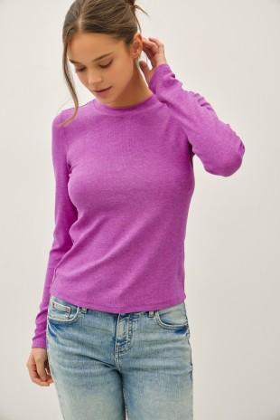Ribbed Crewneck Longsleeve Basic Top