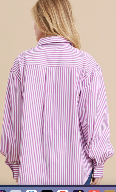 Susie Q Stripe Balloon Sleeve Shirt