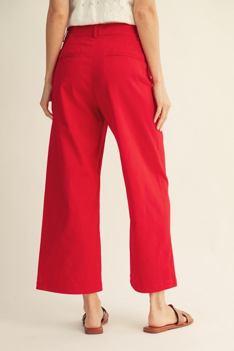 Scallop Edge Pocket Detail Wide Leg Pants