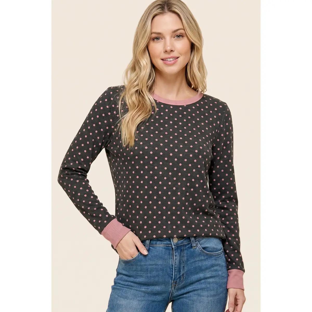 Polka Dot Printed Hacci Top