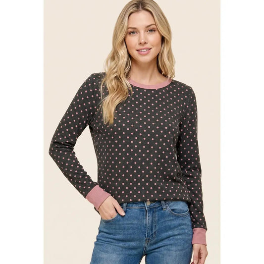 Polka Dot Printed Hacci Top