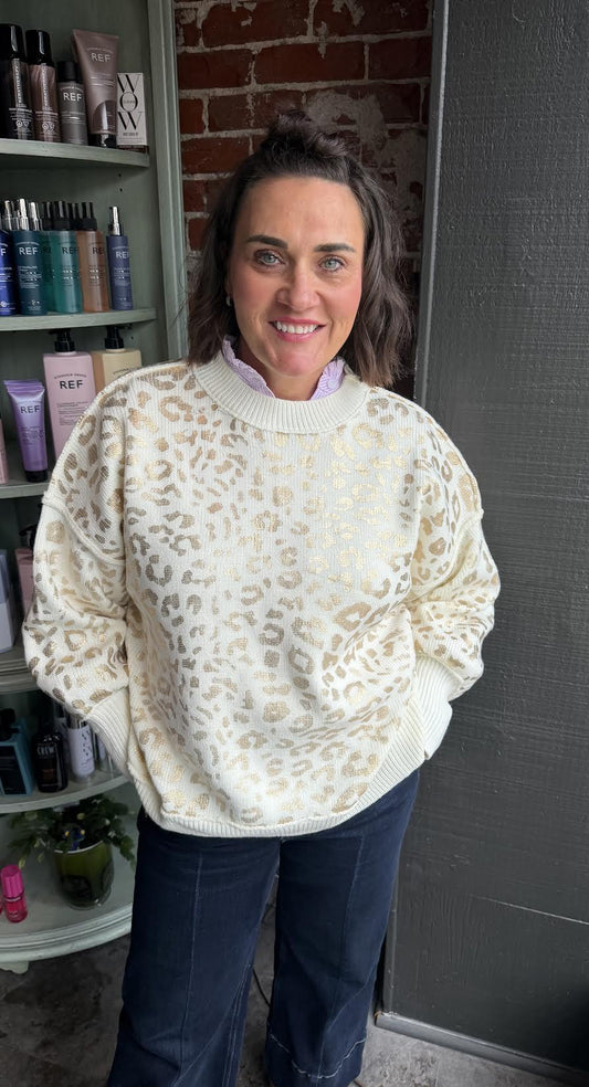 Leopard Foil Print Sweater