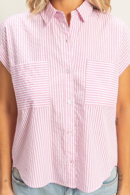 Pink Stripe Short Sleeve