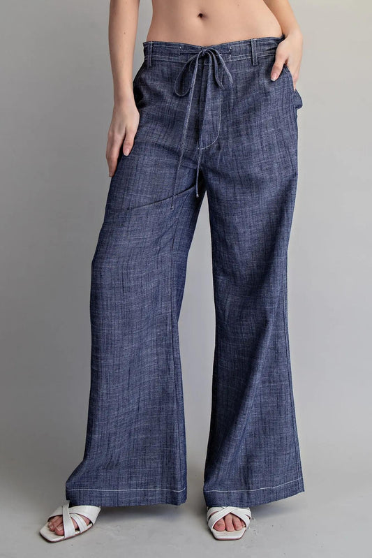 String Tie Straight Leg Pants
