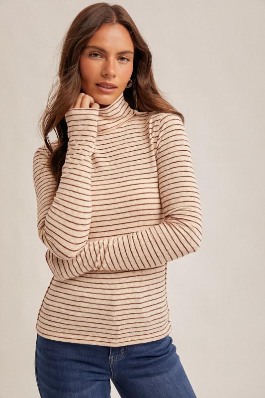 Stripe Turtle Neck Long Sleeve