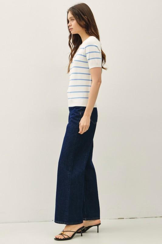 Bold Striped Short Sleeve Knit Top