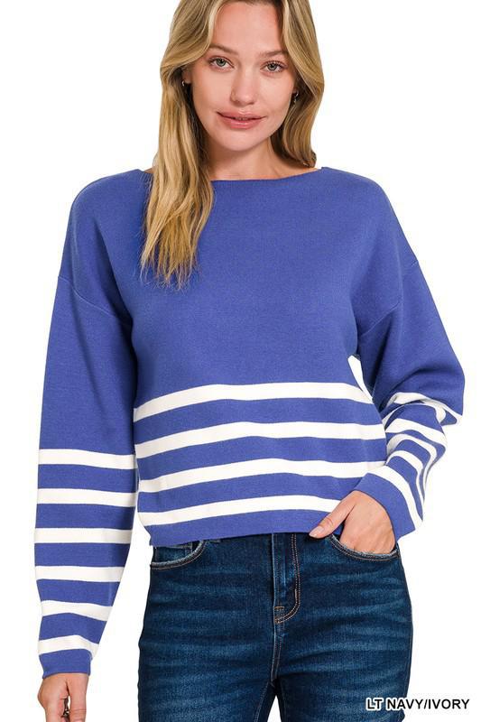Stripe Long Crop Sweater