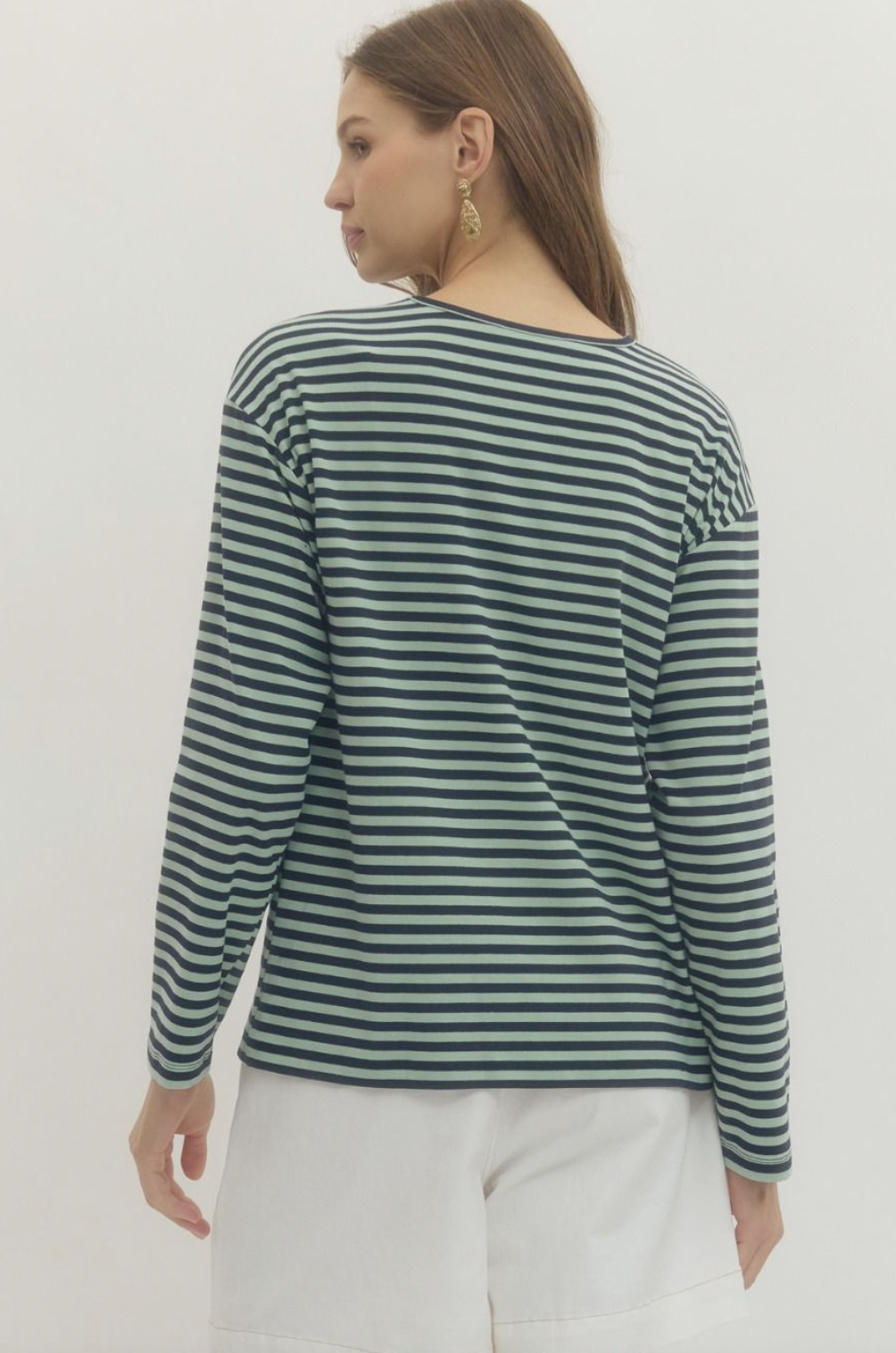 Mint Knit Longsleeve Stripe Top