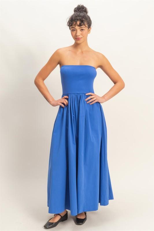 Strapless Flowy Midi Dress