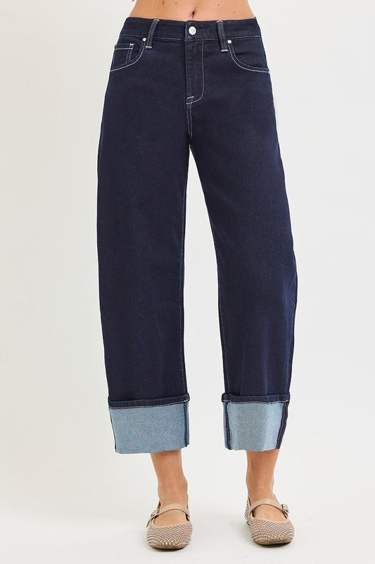 Risen Slouchy Crop Barrel Cuffed Hem