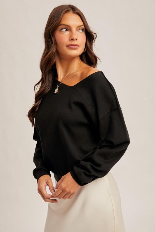 Asymmetrical Neck Sweater Pullover