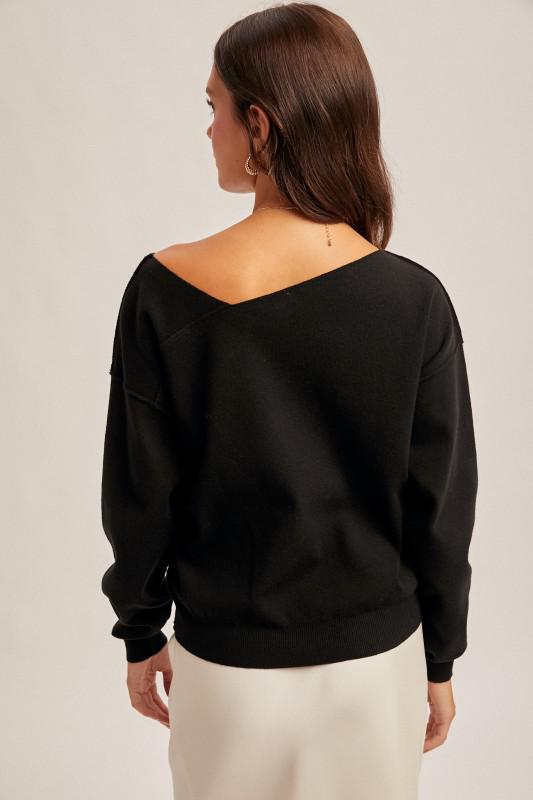 Asymmetrical Neck Sweater Pullover