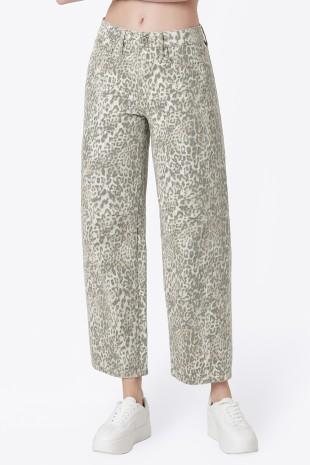 Leopard Barrel Jean