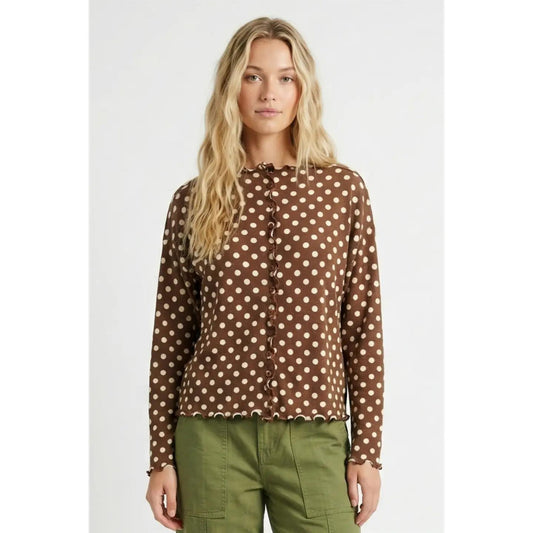 Polkadot Lettuce Trim Cardigan