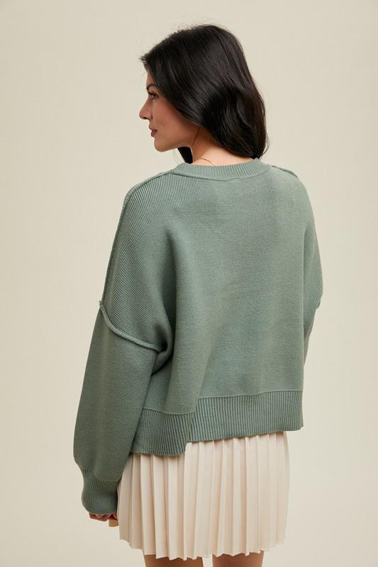 Relaxed Crop Sweater- Pistachio