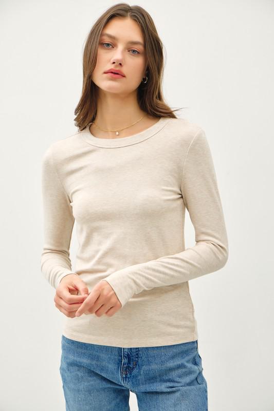 Round Neck Long Sleeve Knit Top