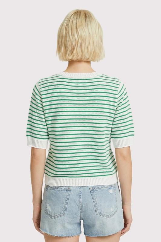 Pointelle Striped Sweater