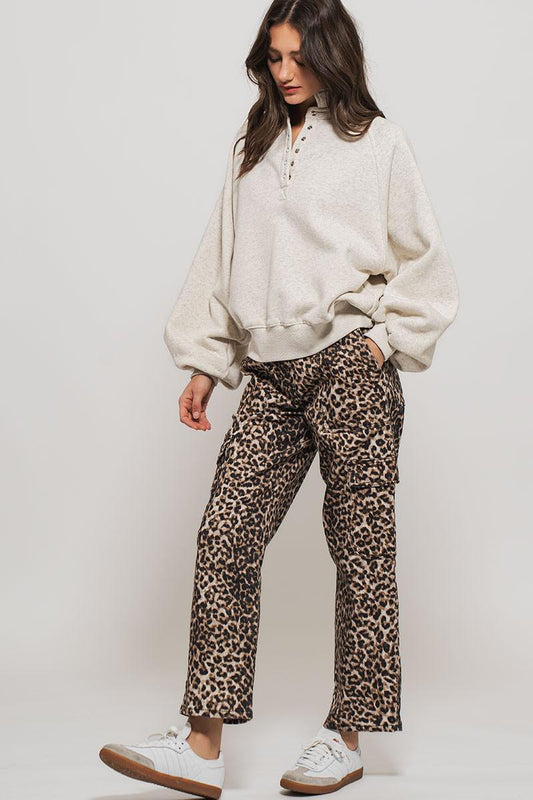 Savanna Cropped Leopard Cargo Pants