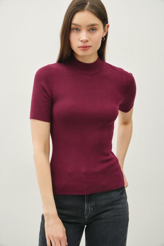 Short Sleeve Mock Neck Sweater