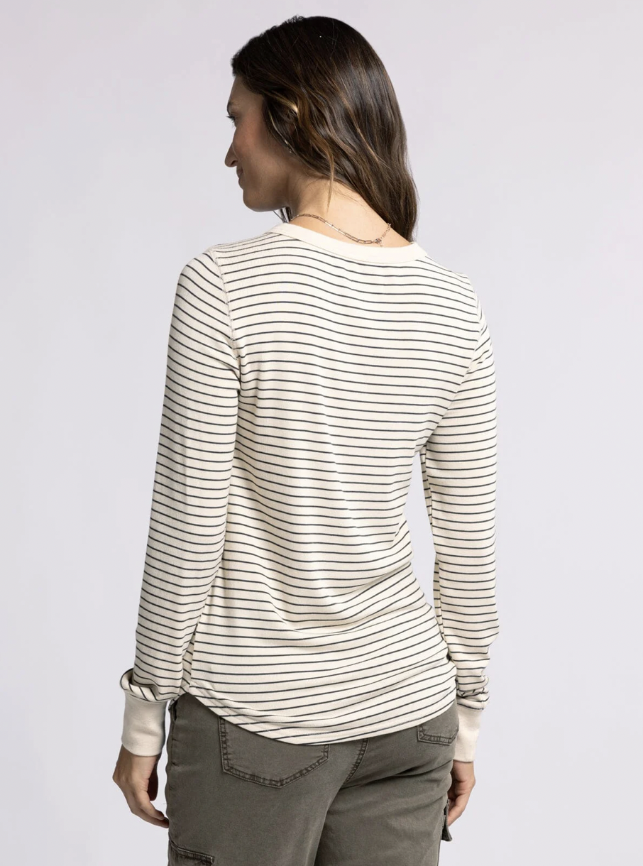 Stacy Top - White Swan Black Stripe