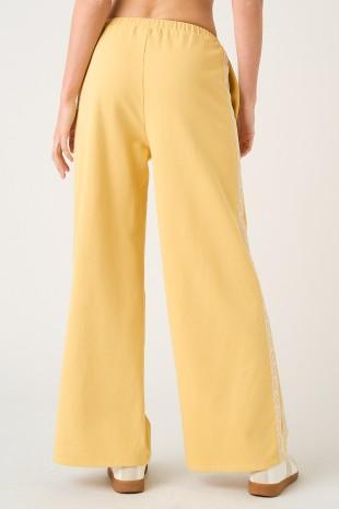 Lace Striped Elastic Waist Terry Sweatpants