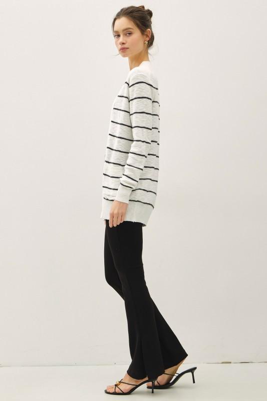 Striped Cotton Slub Cardigan