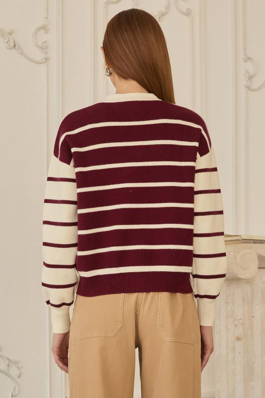 Stripe Burgandy Cardigan
