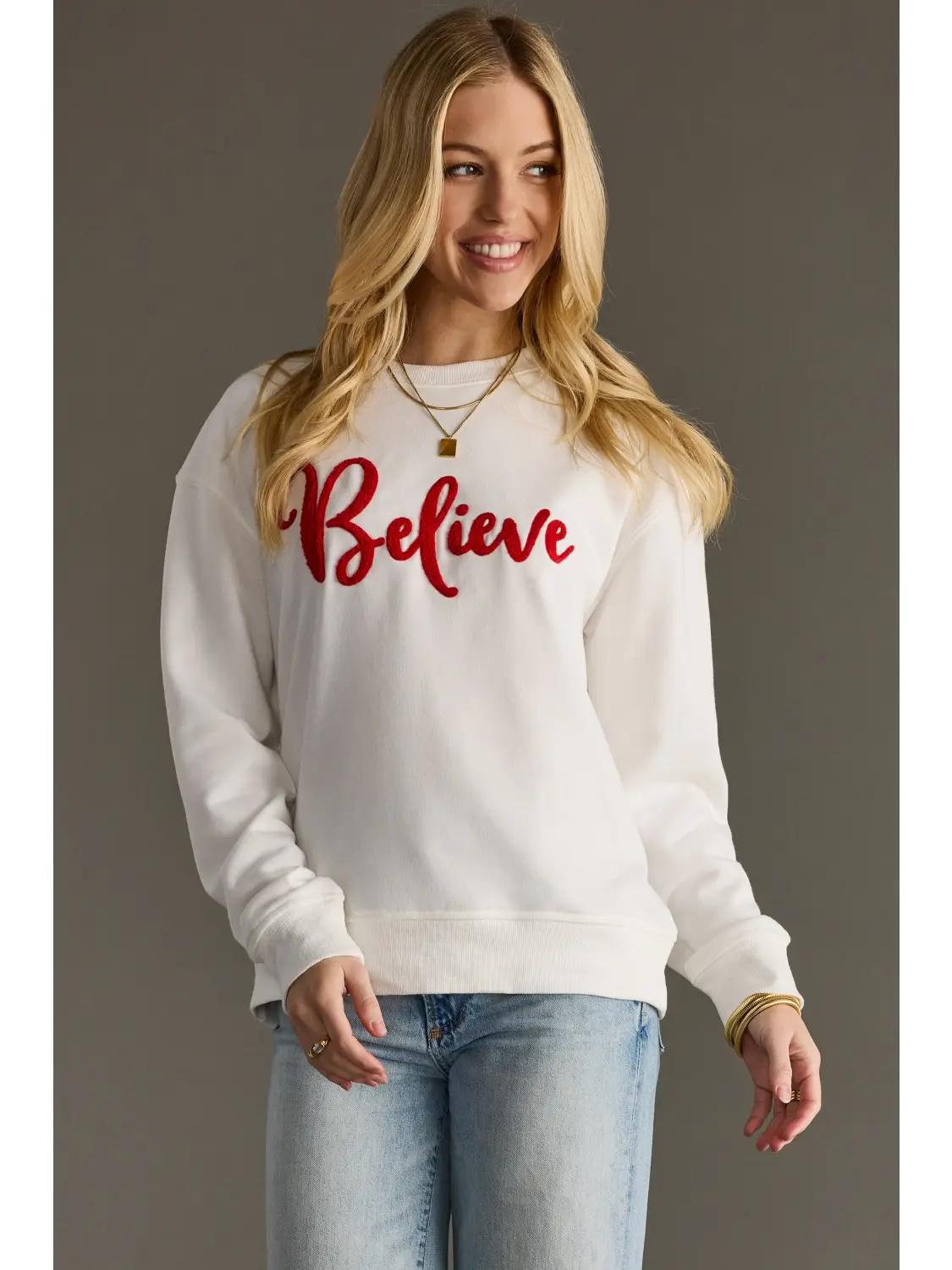 White Believe Sweatshirt