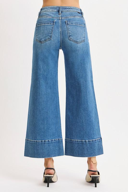 Tummy Control Mid Rise Crop Wide Pintuck Front
